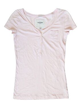 Abercrombie Light Pink Henley Short Sleeved Tee